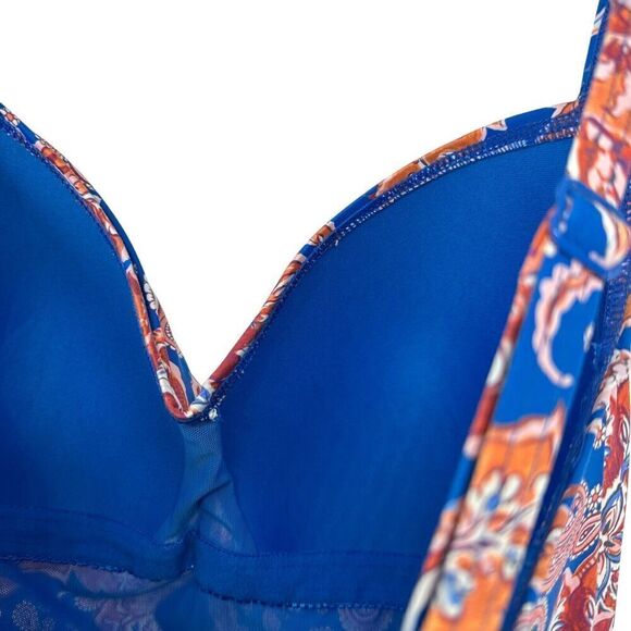 Nip Tuck Swimsuit One Piece Size 8 Tummy Control Ruched Slimming Blue Paisley - Picture 13 of 13